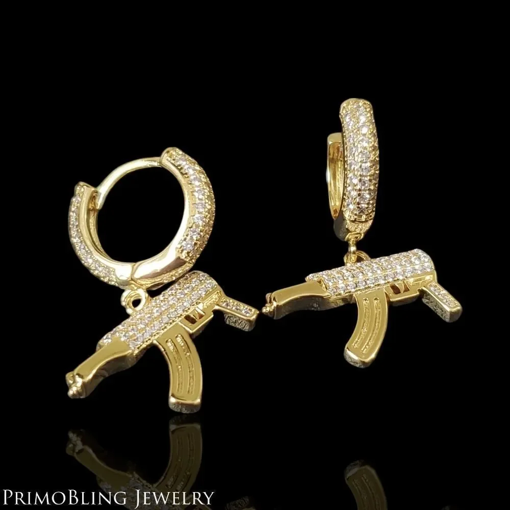 Hoop machine gun earrings
